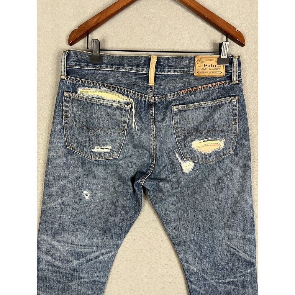Polo Ralph Lauren Varick Slim Straight Distressed Serape Patchwork Mens 31x30 - Picture 13 of 16